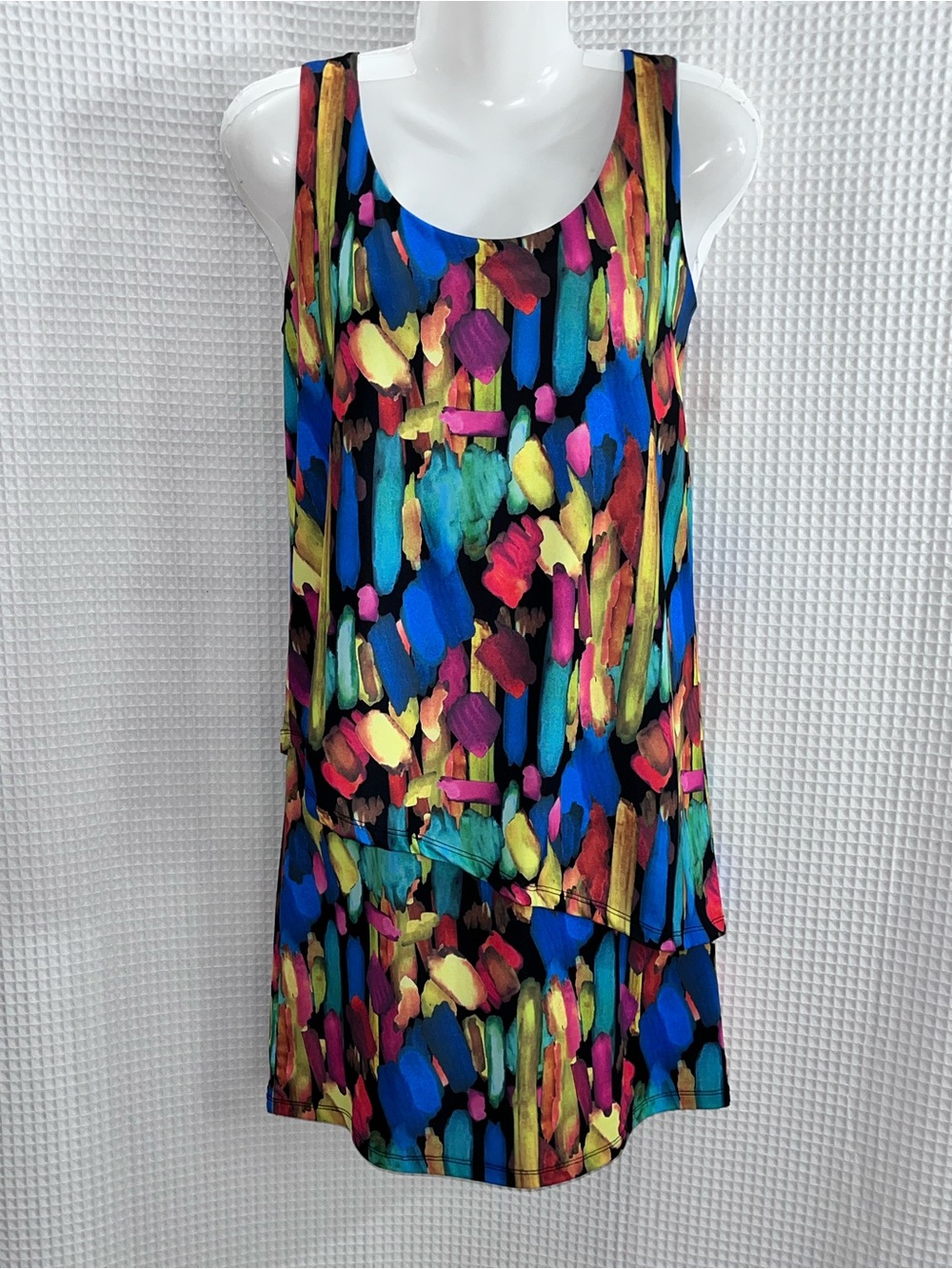 ISLE by Melis Kozan Vibrant Multicolor Brushstroke Midi Dress size small
